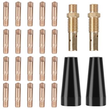Imagem de Kit de pontas de bocal sem gás com núcleo de fluxo de 24 peças, pontas de contato de bocal sem gás de núcleo de fluxo compatíveis com Lincoln, pistolas de soldagem Eastwood, kit de acessórios de