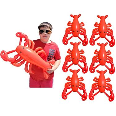 Imagem de Zugar Land Grande Brinquedo Inflável Vermelho De 20" Para Piscina Lagosta, Luau Náutico, Confeitaria Mariscos, Praia, Havaí, Decoração Festa Temática Key West (Pacote Com 6)