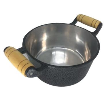 Imagem de Panela Caçarola Aluminio Preto Alça de Madeira 38 cm Diâmetro 14 Litros Sem Tampa