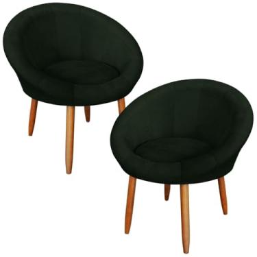 Imagem de Poltrona Cadeira Roma para Recepção sala de estar Sala de Leitura resistente reforçada tecido veludo pés madeira MOBLAN decor (2, Verde)