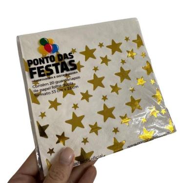 Imagem de Guardanapo de Papel Folha Dupla Estrela Dourada 33x33 cm - Inspire sua