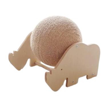 Imagem de Bothyi Bola arranhadora para gatos, brinquedo interativo para proteger o chão do sofá, resistente ao desgaste, bola arranhadora para gatos com suporte para, Forma de Rinoceronte