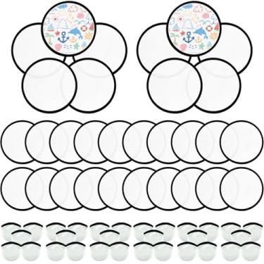 Imagem de V-chen Conjunto de ventiladores de disco voador dobrável de 30 peças com bolsas, tecido egde preto de 24 cm, disco voador de praia para presente de casamento, lembrancinhas de festa, atividades ao ar