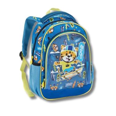 Imagem de Mochila Costas Creche 13 Azul Tigre Bebê Escolar Infantil
