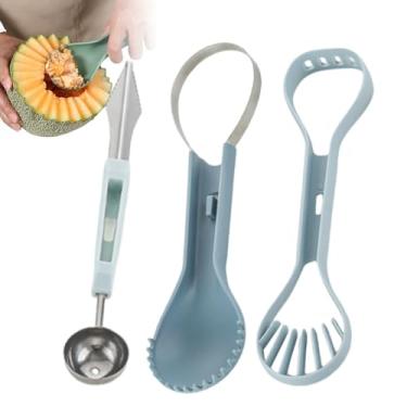 Imagem de Conjunto De Saca-bolas E Alicate Para Fruta - Colher de Fruta em Aço Inoxidável - Ferramenta de Corte Leve para Esculpir Uso Doméstico em Restaurantes Festas Acampamento