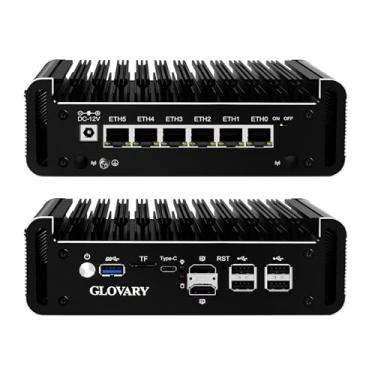 Imagem de Glovary Firewall Mini PC Quad Core N100, DDR5 8GB RAM 128GB NVMe SSD, 6 x 2,5 GbE i226V LAN Fanless Hardware de computador, Micro Firewall, AES-NI, OPNsense, porta TypeC, slot para cartão TF