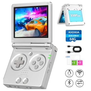 Imagem de RG35XXSP Portable Flip Retro Handheld Game Console Linux System 3.5 '' IPS Screen Built-in 64G TF Card Pre-Installed 5532 Games RG35XX SP Clamshell Games Console Supports 5G WiFi Bluetooth HDMI Silver