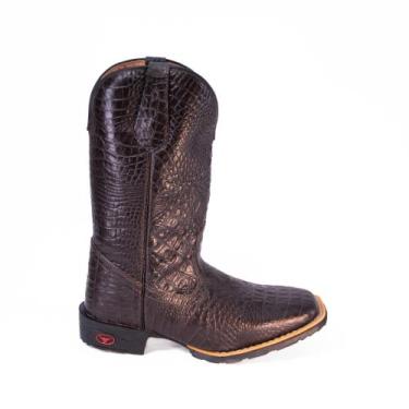 Imagem de Bota Botina Texana Country Lisa Croco Café Unissex Bico Quadrado - Sel