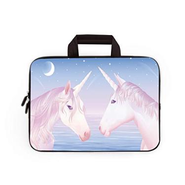 Imagem de Bolsa de transporte para laptop de 11" 11,6" 12" 12,1" 12,5" polegadas Chromebook Case Notebook Ultrabook Bag Tablet Cover Neoprene Fit Samsung Google Acer HP DELL Lenovo Asus, Pink Unicorns, 11 11.6 12.1 12.2 inch