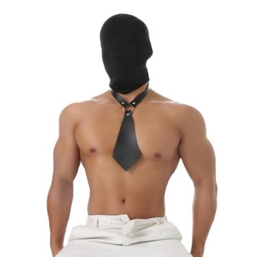 Imagem de 2 PCS Halloween Cosplay Set Sexy Black Full Face Cover Mask with Tie Hood Masquerade Balaclava Head Mask for Men Women