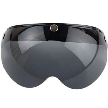 Imagem de Viseira de capacete VCOROS universal com 3 botões de pressão retrô aberto na frente e à prova de vento, protetor solar, meio rosto, capacetes de motocicletaVCOROS One Size preto VH