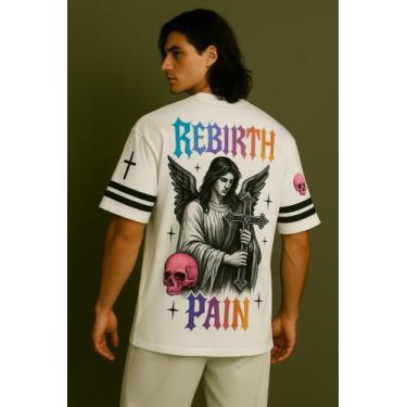 Imagem de Camiseta Streetwear Oversized Masculina rebirth pain - swagon, P