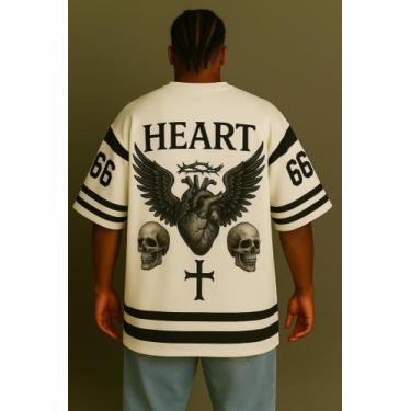 Imagem de Camiseta Streetwear Oversized Masculina Heart - swagon, GG