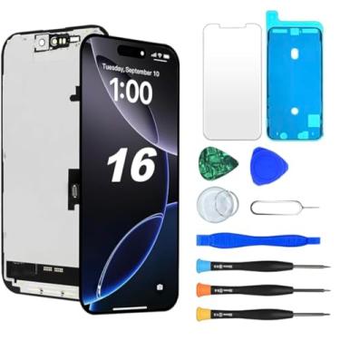 Imagem de Allfixparts Para iPhone 16 15.5 cm LCD Retina FHD Display COF Touch Screen Digitalizador com kits de ferramentas de reparo, fita impermeável, protetor de tela