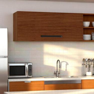 Imagem de Armário Refrigerador 700 Lapis Nogueira Ripado - Mobiliar Home Shop