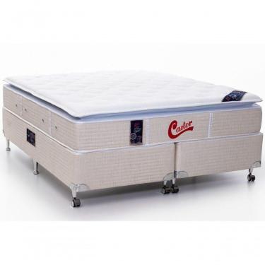 Imagem de Cama Box + Colchão Castor Queen Super Luxo Vitagel One Face Pocket 158x198x56cm