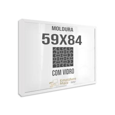 Imagem de Moldura para Quebra Cabeça Cabeca 59x84 1500 peças Com Vidro para Quadro Puzzles Clementoni cor Branco
