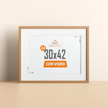 Imagem de Moldura Para Foto 30X42 com Paspatur para Pôster Arte Memorias com Vidro (Freijó)