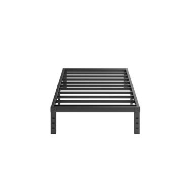 Imagem de Furnitui Estrutura de cama de solteiro de plataforma alta de 30,5 cm, estrutura de cama de solteiro de metal, sem necessidade de mola box, fácil montagem, sem ruído, resistente, preta
