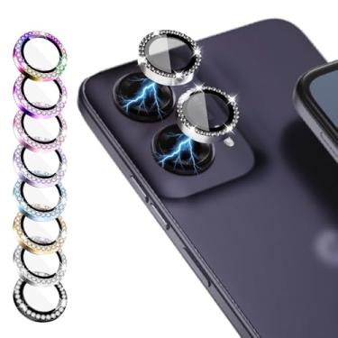 Imagem de Película 9H Protetor de Câmera Lente Traseira Compatível ¨Motorola Moto G35 Brilho Diamante Glitter (AZUL BEBE)