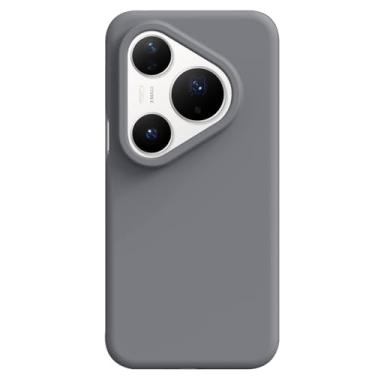Imagem de HAOMRIYL Capa de silicone líquido para Huawei Pura 80 Ultra/80 Pro+/80 pro/80, leve, luxuosa, macia, proteção para câmera, não amarela, capa ultrafina, cinza, 80 ultra