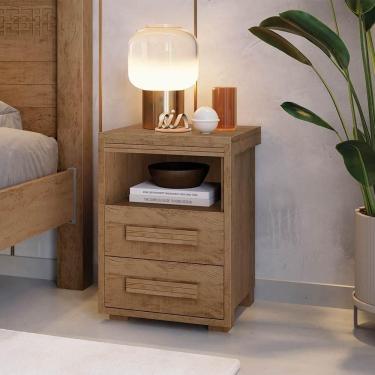 Imagem de Mesa De Cabeceira 2 Gavetas 1 Nicho Castanho Tóquio Fênix