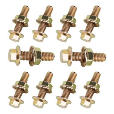 Imagem de MOXRUQ 10 peças de parafusos de coletor de escape, parafusos e porcas de escape de flange de aço carbono de alta resistência M8 x 1,25 x 30 mm, kit de ferragens de parafuso de coletor de escapamento