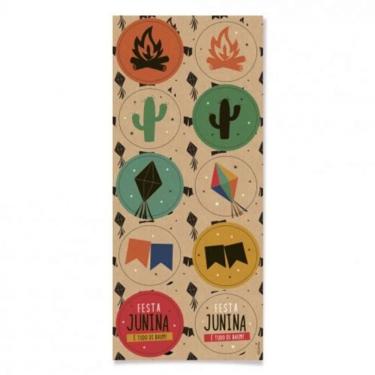 Imagem de Adesivo Decorativo Junino Kraft Arraiá 30 Un Cromus