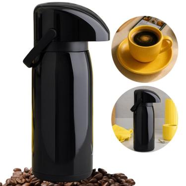 Imagem de Garrafa Térmica Mantem Por Horas 1.8Litro Preto Tampa Hermética Café, Chimarrão