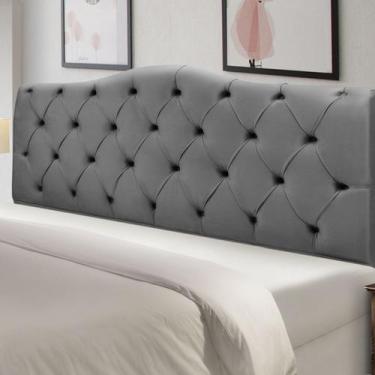 Imagem de Cabeceira Cama Box King Size Estofada Madeira Veneza - D'Julia, Cinza