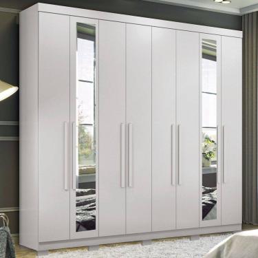 Imagem de Guarda-Roupa Casal Master New 8 Portas 4 Gavetas com Espelho Branco - Santos Andirá