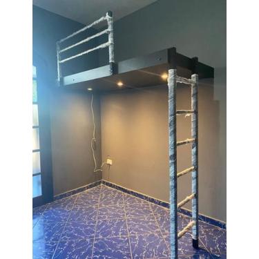 Imagem de Cama suspensa De Solteiro M3 Preta Com Luzes de Leds - Carpintaria Mod