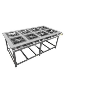Imagem de Fogão Industrial 8 Bocas 40x40 AP P8 em Aço Inox Leona - Mr Fogões