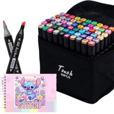 Imagem de Kit Livro de Colorir Capa Dura 50 Páginas + Canetinhas de Ponta Dupla 