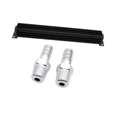 Imagem de Generic Refrigerador de transmissão de alumínio, ferramentas para resfriamento de óleo do tanque com encaixe, dissipador de calor de transmissão de duas, Preto