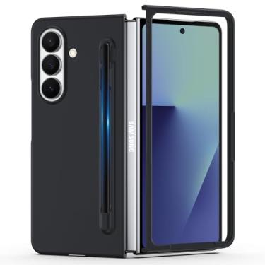 Imagem de YSLBWLE Capa para Samsung Galaxy Z Fold 7 com caneta S, capa de telefone fina e de proteção de nível militar, capa protetora à prova de choque PC rígido (preto) 30-zfold7-01