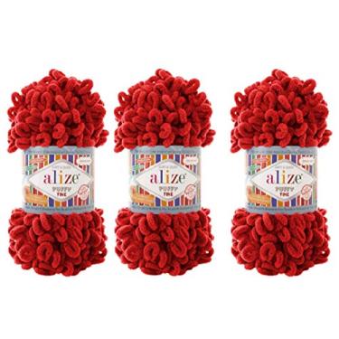 Imagem de Alize Cobertor de bebê Puffy Fine Yarn Lote de 3 skn 300 g 48 jardas 100% fio macio fio de tricô à mão fio de tricô super grosso e volumoso (56)