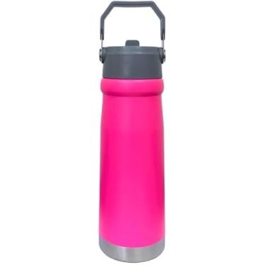 Imagem de Garrafa Térmica 650ml com Canudo e Alça – Aço Inoxidável, Parede Dupla, Isolamento a Vácuo, Conserva Bebidas Frias e Quentes, Livre de BPA (ROSA)