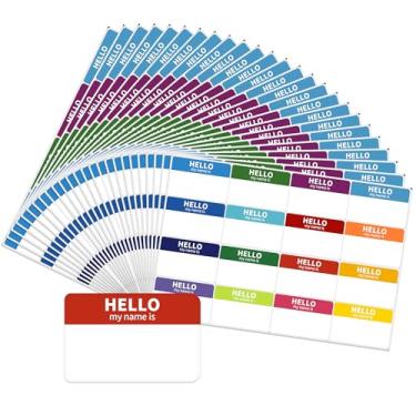 Imagem de Pacific Mailer Adesivos com etiqueta de nome 5 x 7,6 cm Hello My Name is Adesivos coloridos para reunião escolar, escritório, casa, reunião, 416 etiquetas