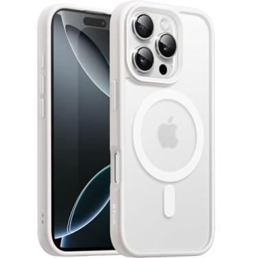 Imagem de JETech Capa Matte para iPhone 16 Pro 6,3 Polegadas, Case Proteção Contra Quedas de Nível Militar à Prova de Choque, Capinha Traseira Translúcida Fosca, Anti-Impressão Digital (Titânio Branco)