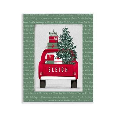 Imagem de Stupell Industries Design artístico de placa de parede de caminhão de trenó com frases de Natal por Jilly Jack Designs, 35 x 28 cm