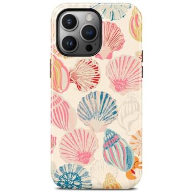 Imagem de Linda capa de telefone rosa com arte de concha para iPhone 15 Pro Max, compatível com Magsafe, moda oceano, verão, litoral, praia, estética, magnética, fina, de silicone à prova de choque para
