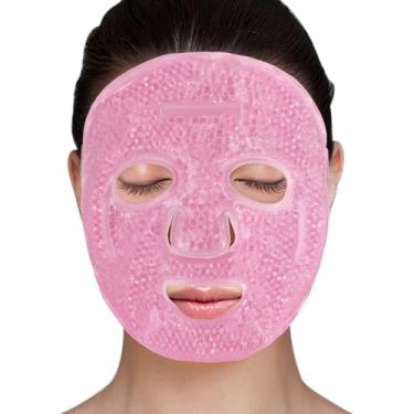 Imagem de LotFancy Pacote de gelo facial, máscara facial de gelo reutilizável, máscara facial fria com contas de gel, compressa quente e fria para inchaço, rotina facial, recuperação pós-cirúrgica, dor de