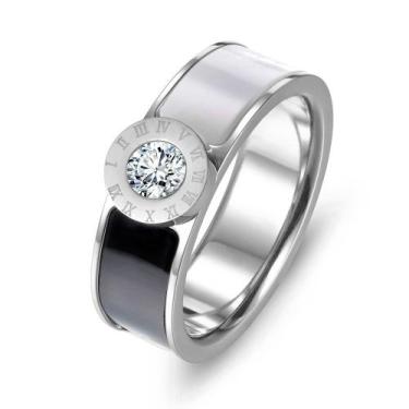Imagem de Anel Aliança Feminino Cristal Luxo Titânio Noivado Noiva 15 Anos Debut