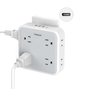 Imagem de Carregador de parede USB TESSAN 4, tomada elétrica com 4 portas USB