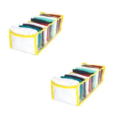 Imagem de Kit 2 Organizador De Gavetas  Amarelo 10x34x10 11 Nichos - 123 Organiz