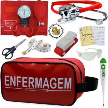 Imagem de Kit Academico Enfermagem Premium Preto Completo - Love Saude, VERMELHO