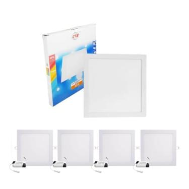 Imagem de Kit 5 Luminárias Plafon Led Embutir Quadrado 18w Branco Quente 3000k