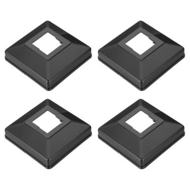 Imagem de PATIKIL 1,2 x 1,2 polegadas, capa de base de plástico envoltório de coluna estilo dividido manga de vinil para varanda de mão de madeira cerca deck escadas trilhos - 4 peças (preto)