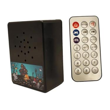 Imagem de Fancyes Alto-falante com tocador de som de Halloween, caixa com decoração de festa de quintal com música de Halloween, suprimentos para tocador de efeitos